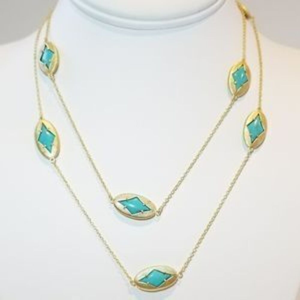 Diamond Shape Stationed Long Necklace.